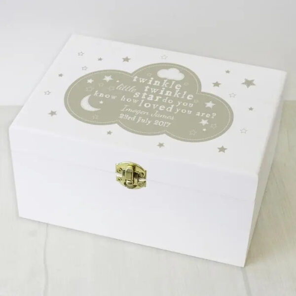 Personalised Twinkle Twinkle White Wooden Keepsake Box: 1 - Keepsake Boxes By Gift Moments