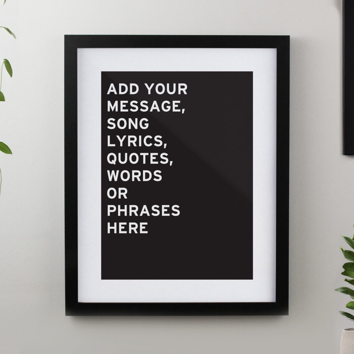 Personalised typography framed prints black