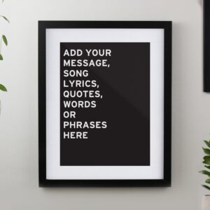 Personalised Typography Framed Prints: 2 - Black - Framed Prints By Gift Moments