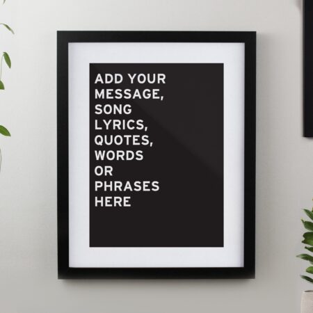 Personalised typography framed prints black