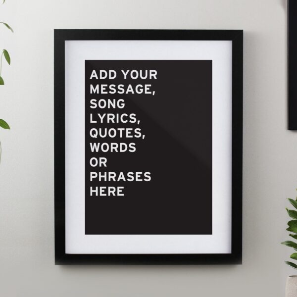 Personalised Typography Framed Prints: 2 - Black - Framed Prints By Gift Moments