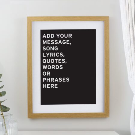 Personalised typography framed prints oak