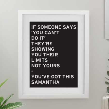 Personalised typography framed prints white