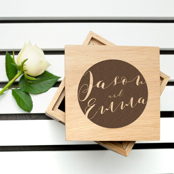 Personalised Typography Oak Photo Cube: 1 - Photo Cubes By Gift Moments
