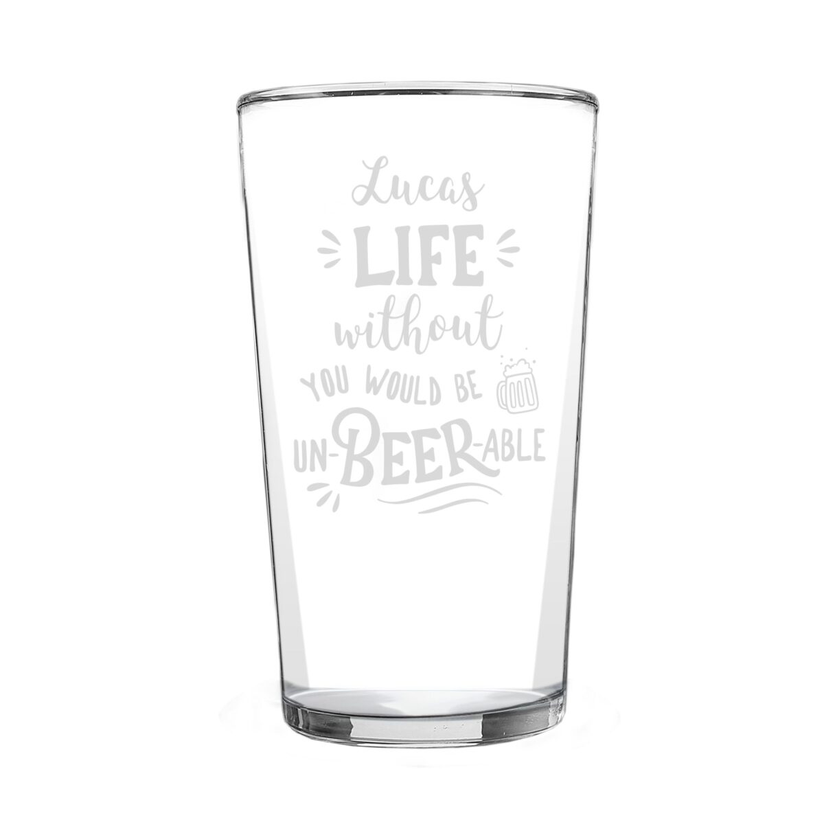 Personalised Un-beer-able Pint Glass: 5 - Beer Glasses By Gift Moments