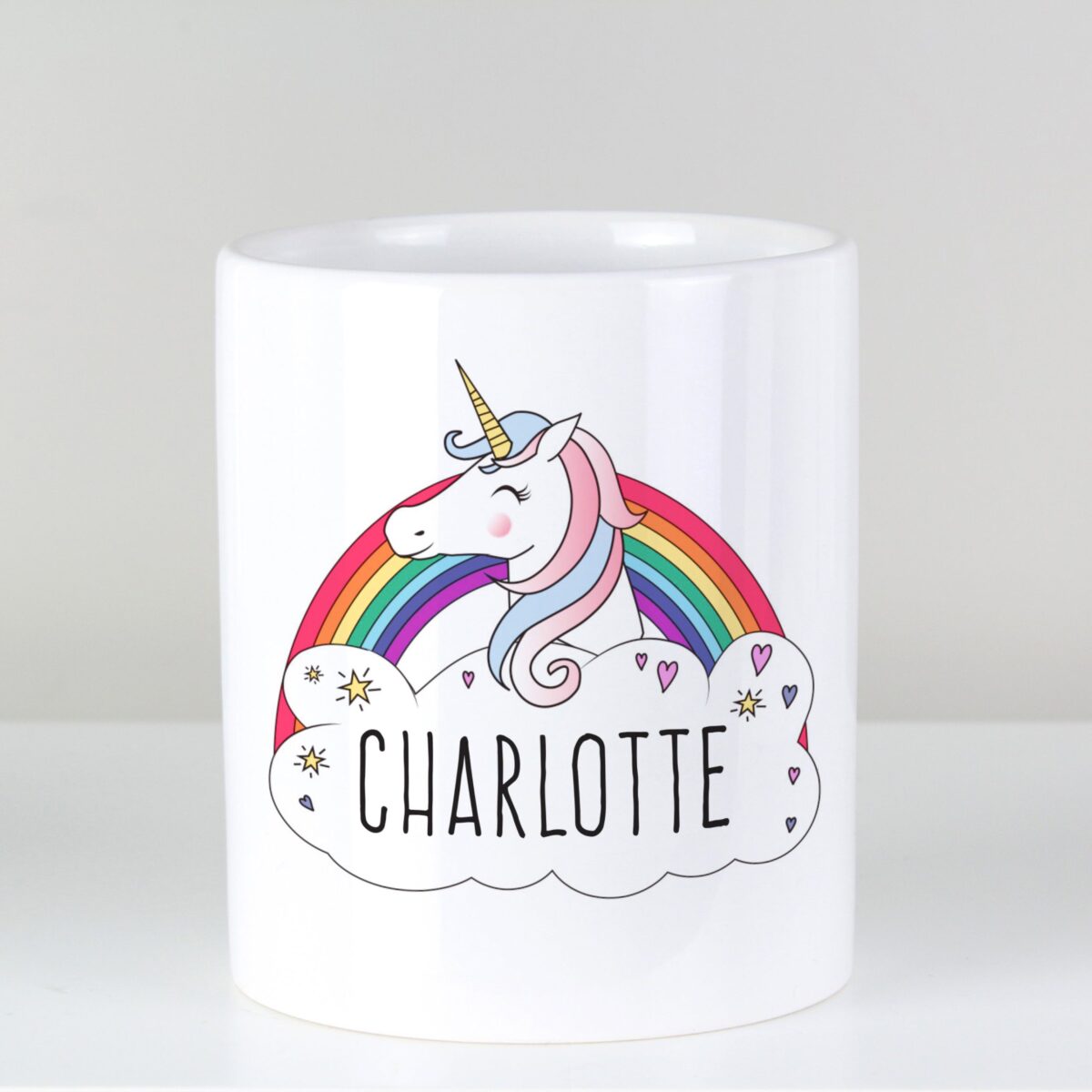 Personalised unicorn ceramic storage pot