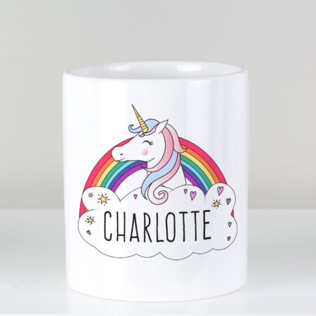 Personalised unicorn ceramic storage pot