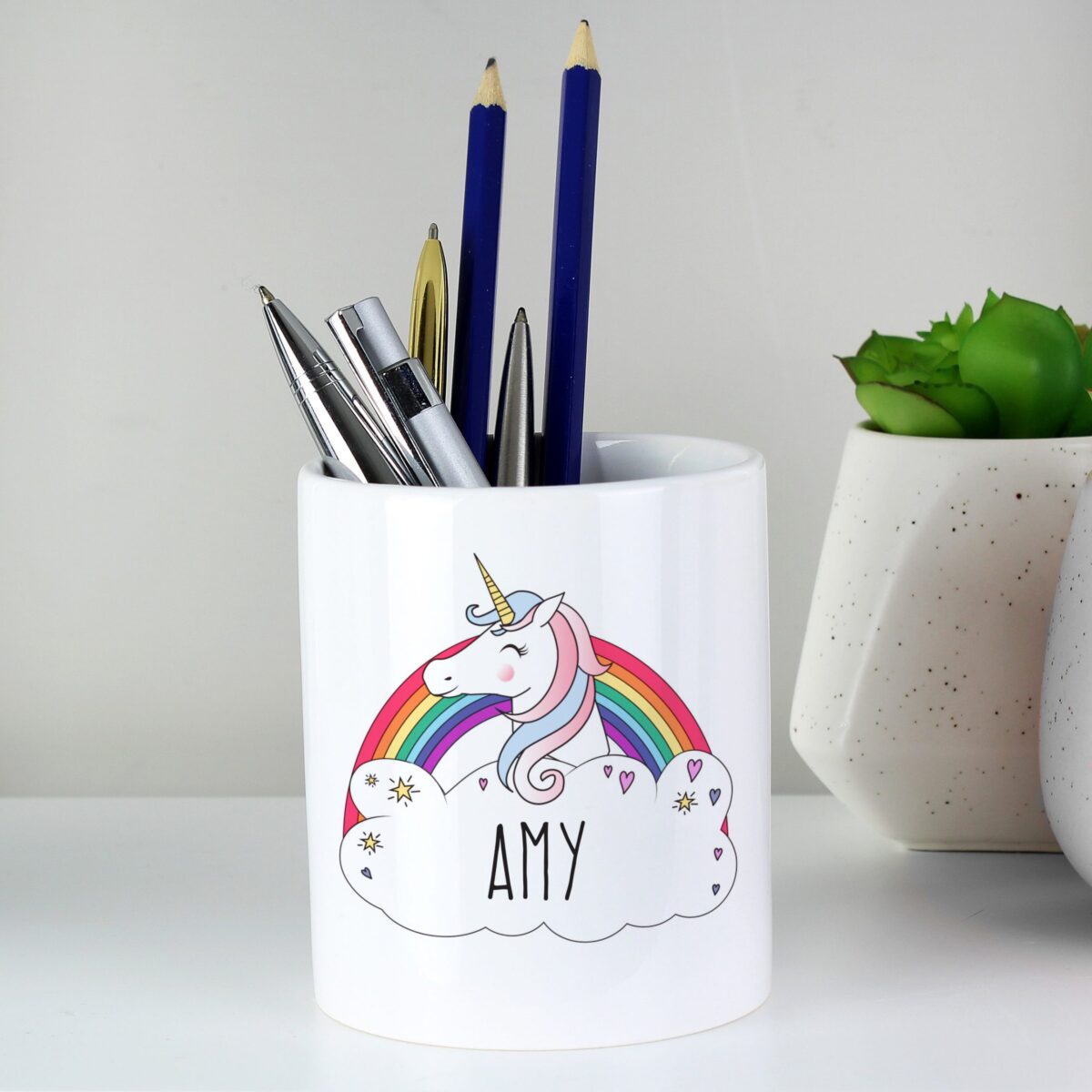 Personalised unicorn ceramic storage pot