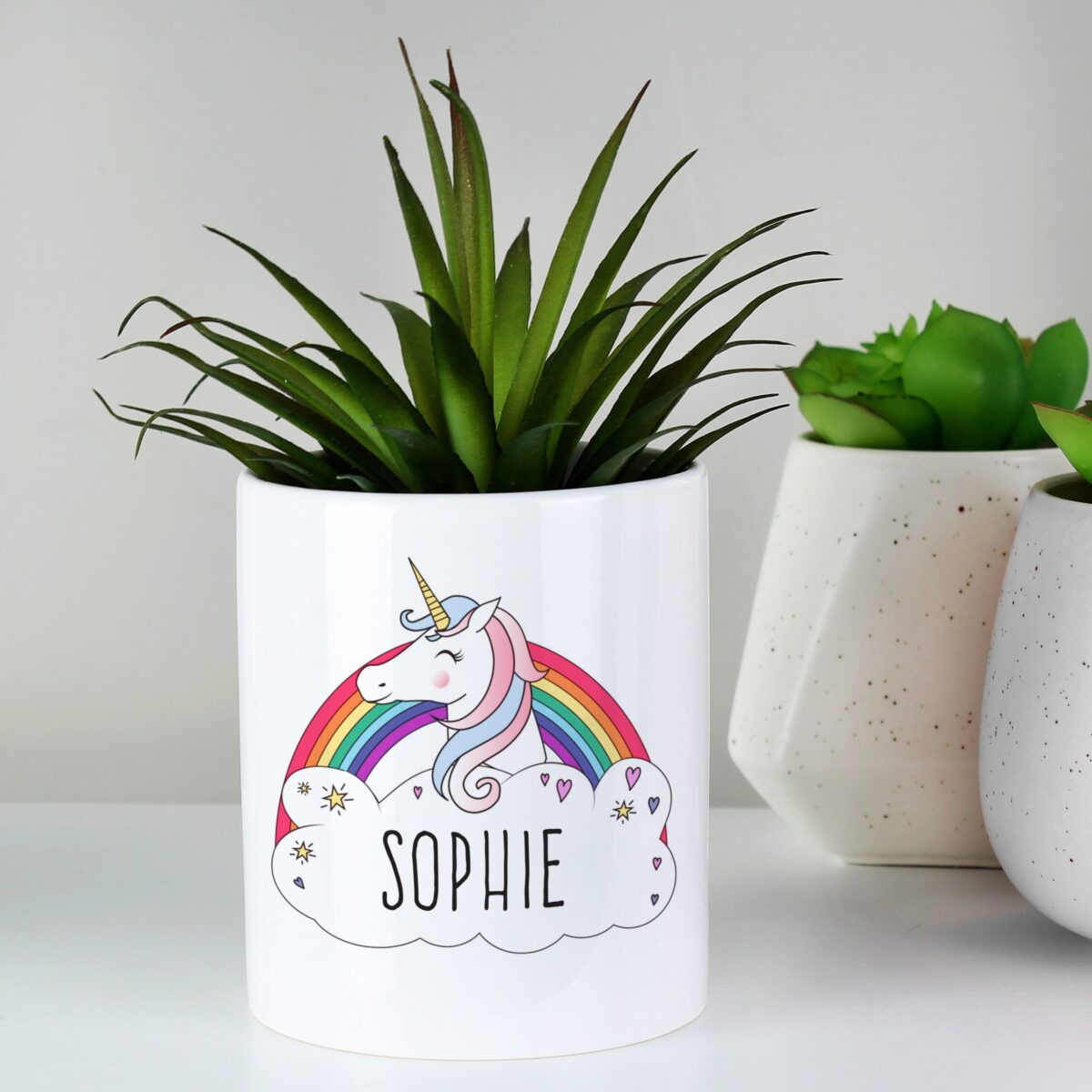 Personalised unicorn ceramic storage pot