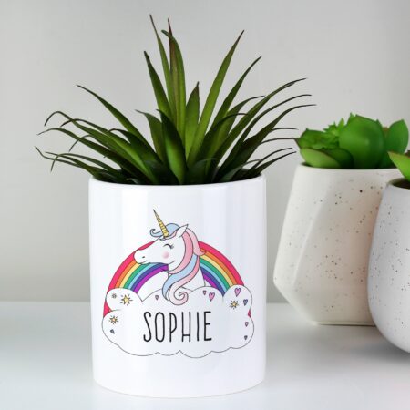 Personalised unicorn ceramic storage pot