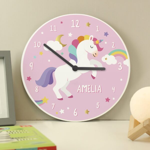 Personalised Unicorn Children’s Wall Clock: 2 - Clocks By Gift Moments