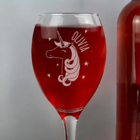 Personalised Unicorn Engraved Wine Glass: 3 - Wine Glasses By Gift Moments