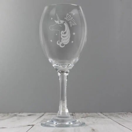 Personalised Unicorn Engraved Wine Glass: 7 - Wine Glasses By Gift Moments
