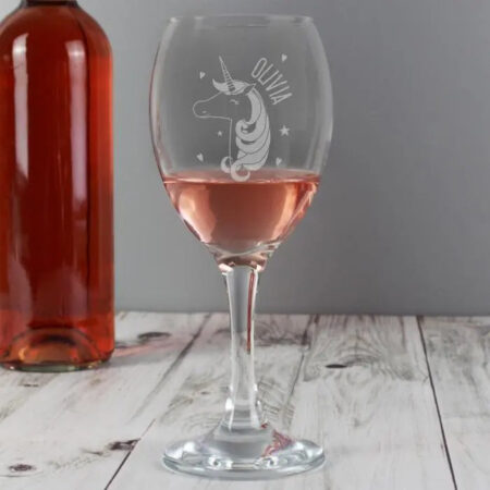 Personalised Unicorn Engraved Wine Glass: 6 - Wine Glasses By Gift Moments