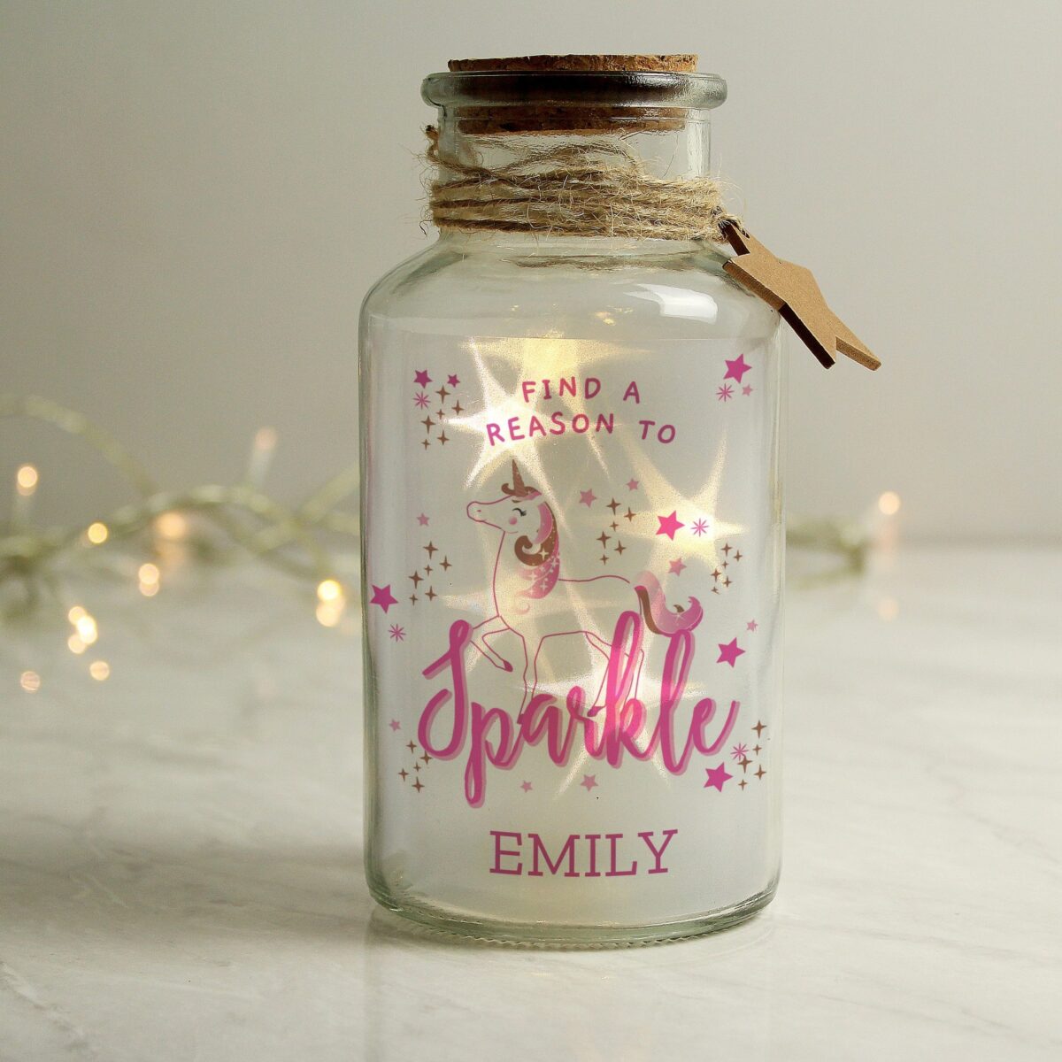 Personalised Unicorn LED Glass Jar: 1 - LED Lighting By Gift Moments