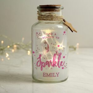 Personalised Unicorn LED Glass Jar: 1 - LED Lighting By Gift Moments