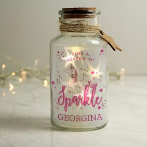 Personalised Unicorn LED Glass Jar: 2 - LED Lighting By Gift Moments