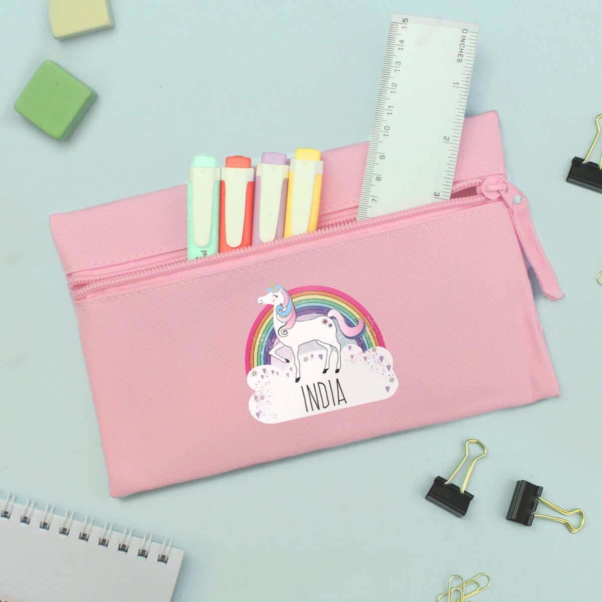 Personalised Unicorn Pink Pencil Case: 3 - Pencil Cases & Sets By Gift Moments