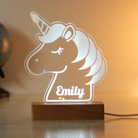 Personalised Unicorn Wooden Based LED Light: 2 - LED Lighting By Gift Moments