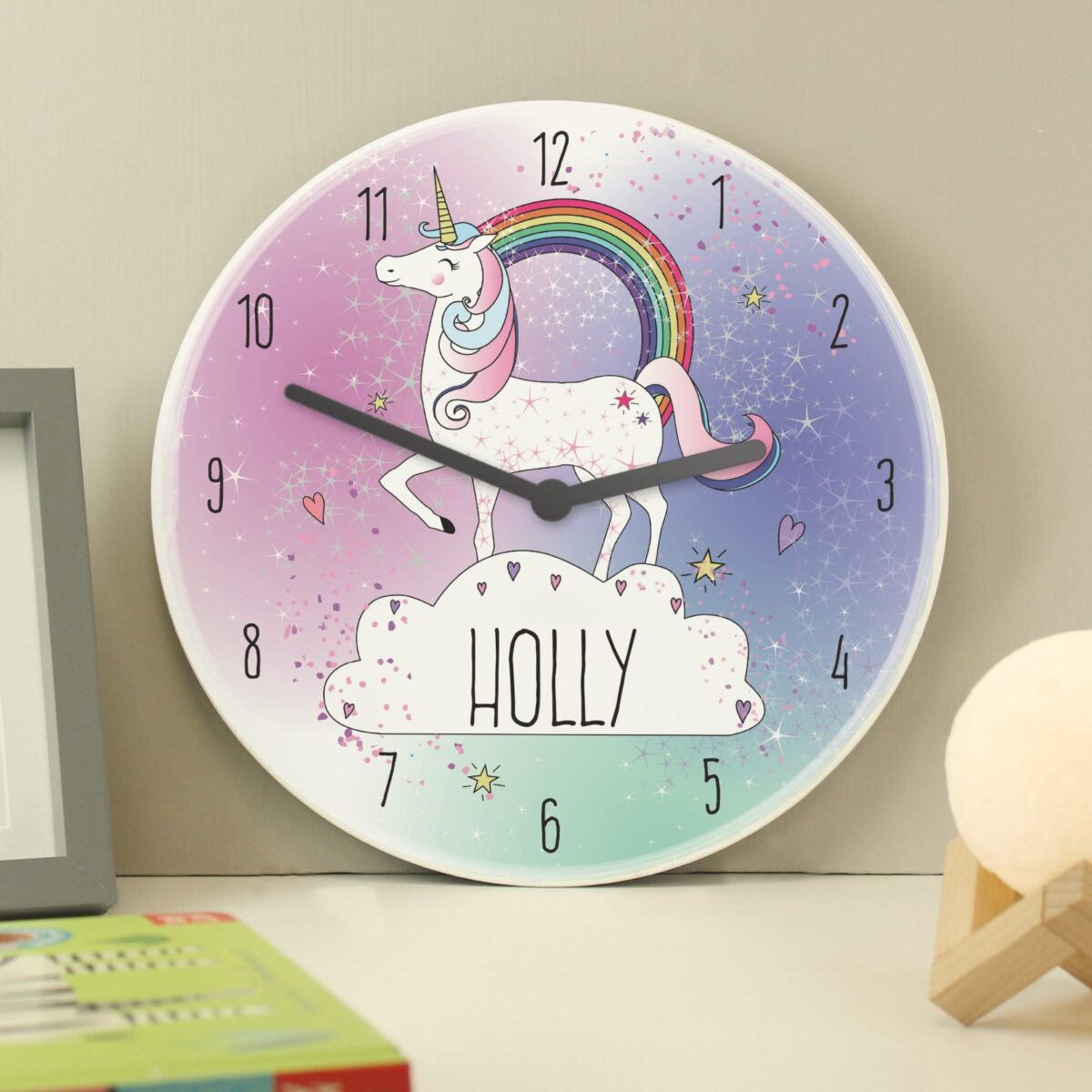 Personalised Unicorn Wooden Clock: 3 - Clocks By Gift Moments