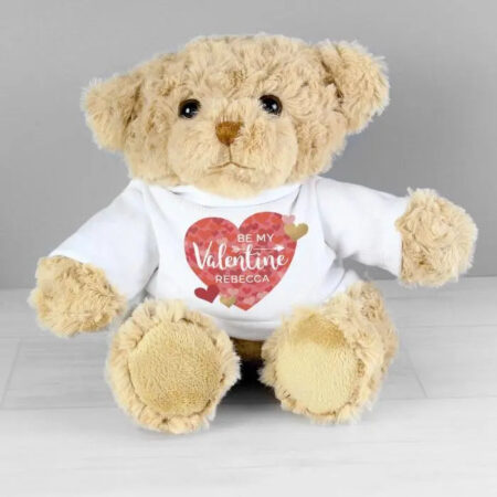 Personalised valentines day confetti hearts teddy bear