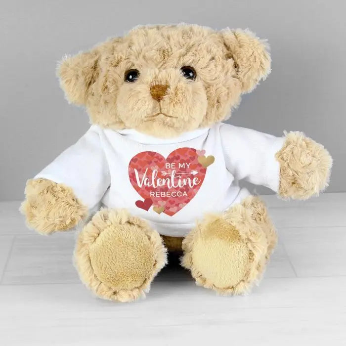 Personalised valentines day confetti hearts teddy bear