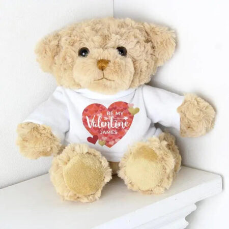 Personalised valentines day confetti hearts teddy bear