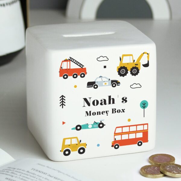 Personalised Vehicles Ceramic Square Money Box: 2 - Money Boxes By Gift Moments