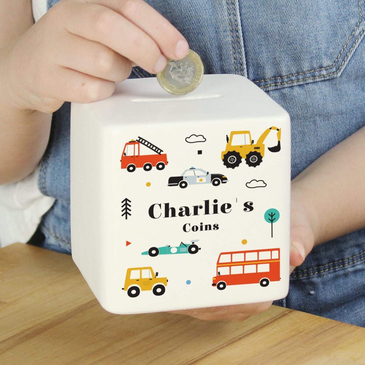 Personalised Vehicles Ceramic Square Money Box: 3 - Money Boxes By Gift Moments