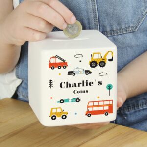 Personalised Vehicles Ceramic Square Money Box: 3 - Money Boxes By Gift Moments