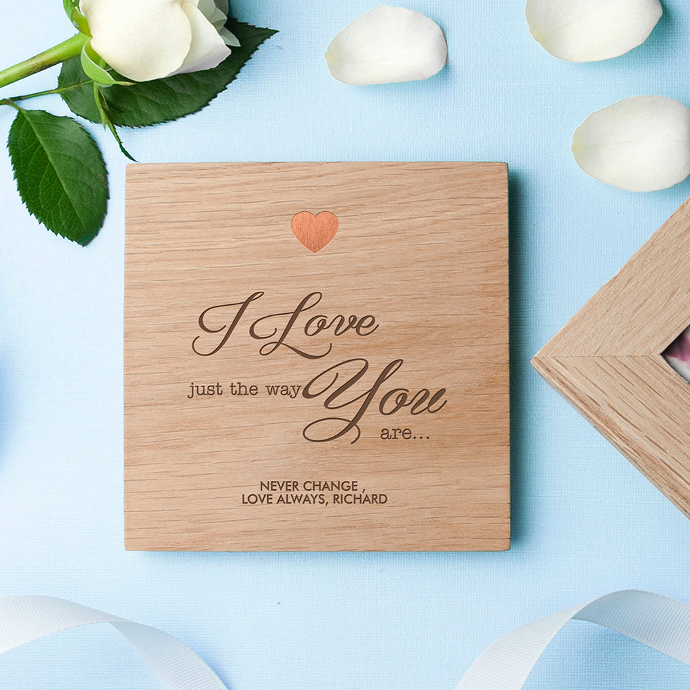 Personalised Just The Way You Are Oak Photo Cube: 3 - Photo Cubes By Gift Moments
