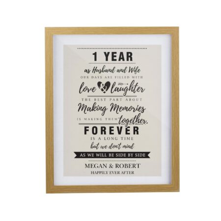 Personalised wedding anniversary framed prints