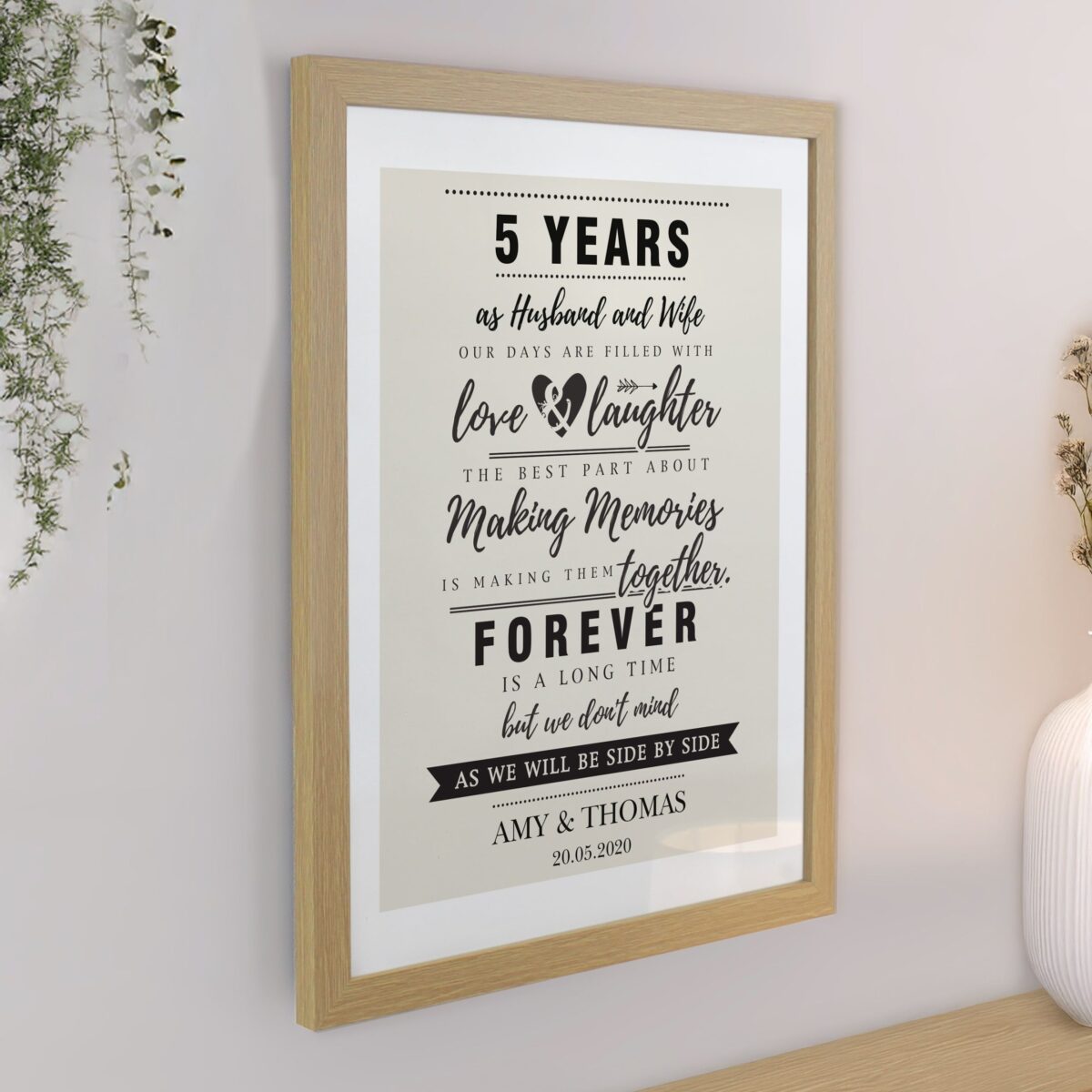 Personalised wedding anniversary framed prints