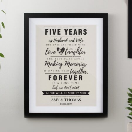 Personalised wedding anniversary framed prints black