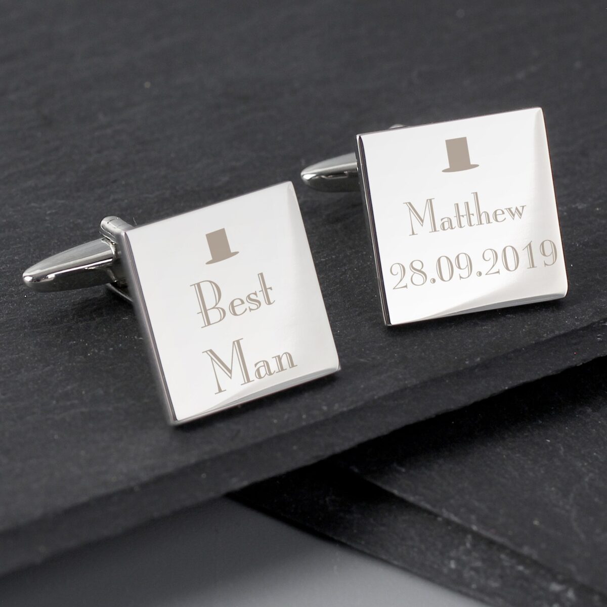 Personalised Wedding Best Man Square Cufflinks: 1 - Cufflinks & Tie Slides By Gift Moments