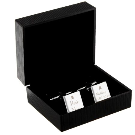 Personalised Wedding Best Man Square Cufflinks: 3 - Cufflinks & Tie Slides By Gift Moments