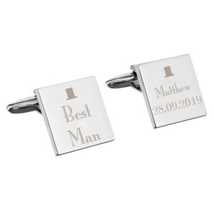 Personalised Wedding Best Man Square Cufflinks: 2 - Cufflinks & Tie Slides By Gift Moments