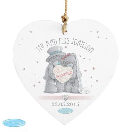 Personalised wedding couple wooden heart decoration