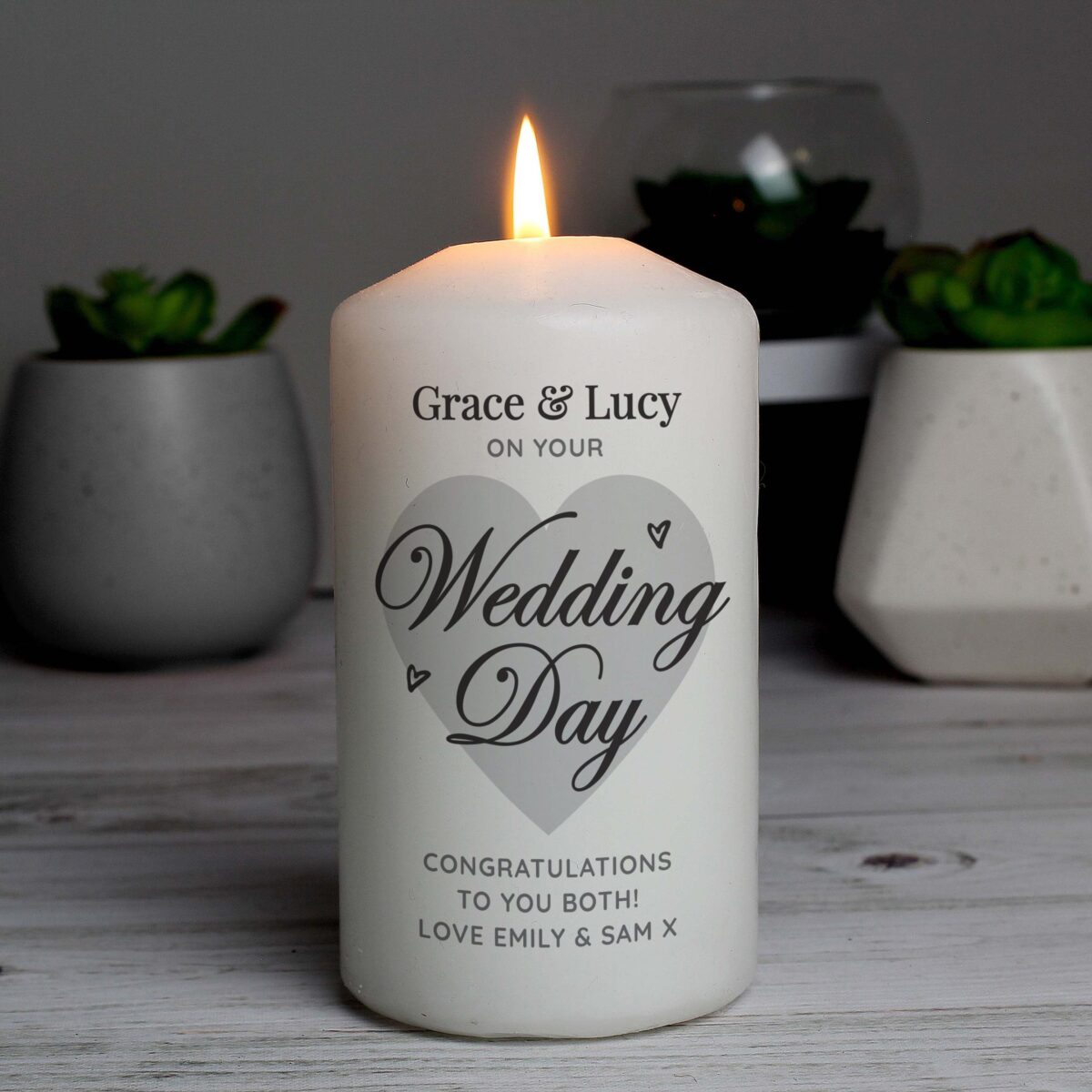 Personalised On Your Wedding Day Pillar Candle: 2 - Candles By Gift Moments