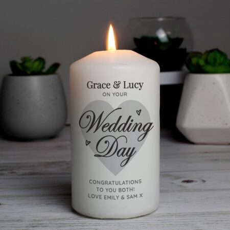 Personalised On Your Wedding Day Pillar Candle: 2 - Candles By Gift Moments