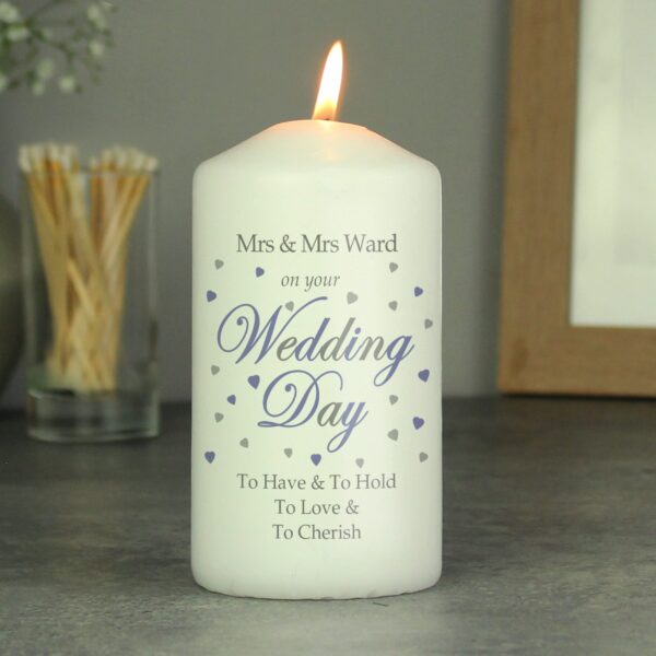Personalised Wedding Day Pillar Candle: 2 - Candles By Gift Moments