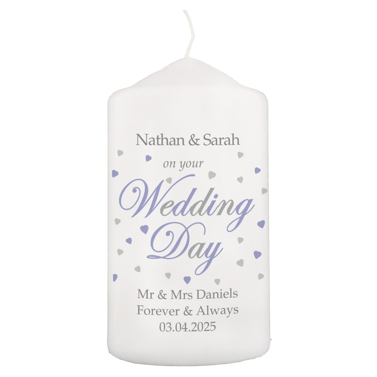 Personalised Wedding Day Pillar Candle: 5 - Candles By Gift Moments