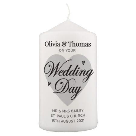 Personalised On Your Wedding Day Pillar Candle: 4 - Candles By Gift Moments