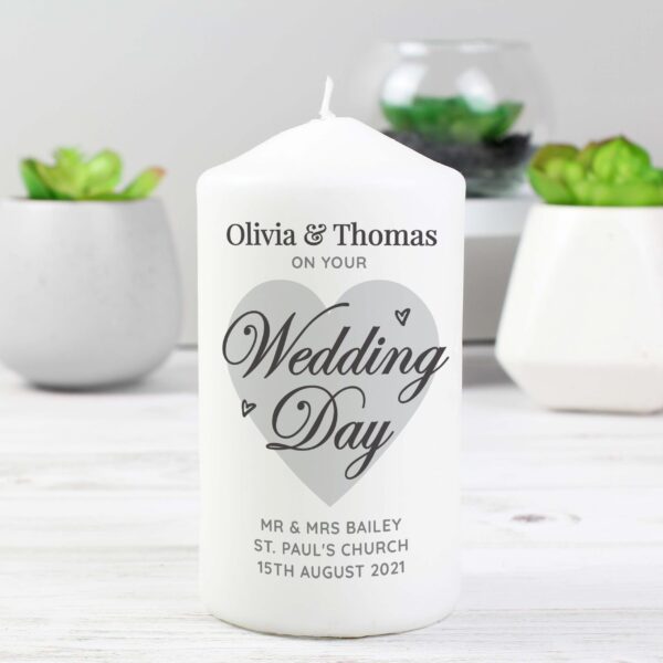 Personalised On Your Wedding Day Pillar Candle: 1 - Candles By Gift Moments
