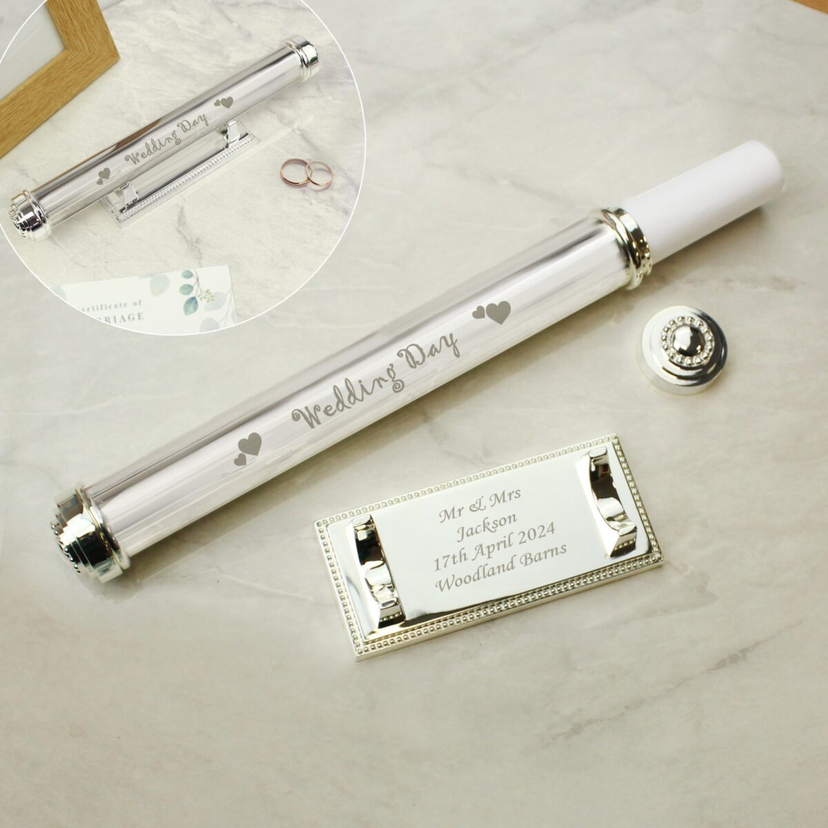 Personalised Wedding Day Silver Plated Certificate Holder: 2 - Certificate Holders By Gift Moments