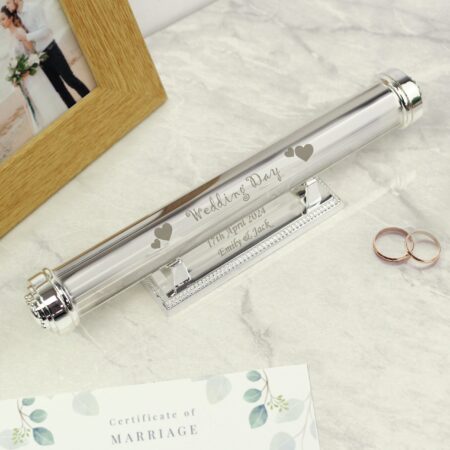 Personalised Wedding Day Silver Plated Certificate Holder: 5 - Certificate Holders By Gift Moments