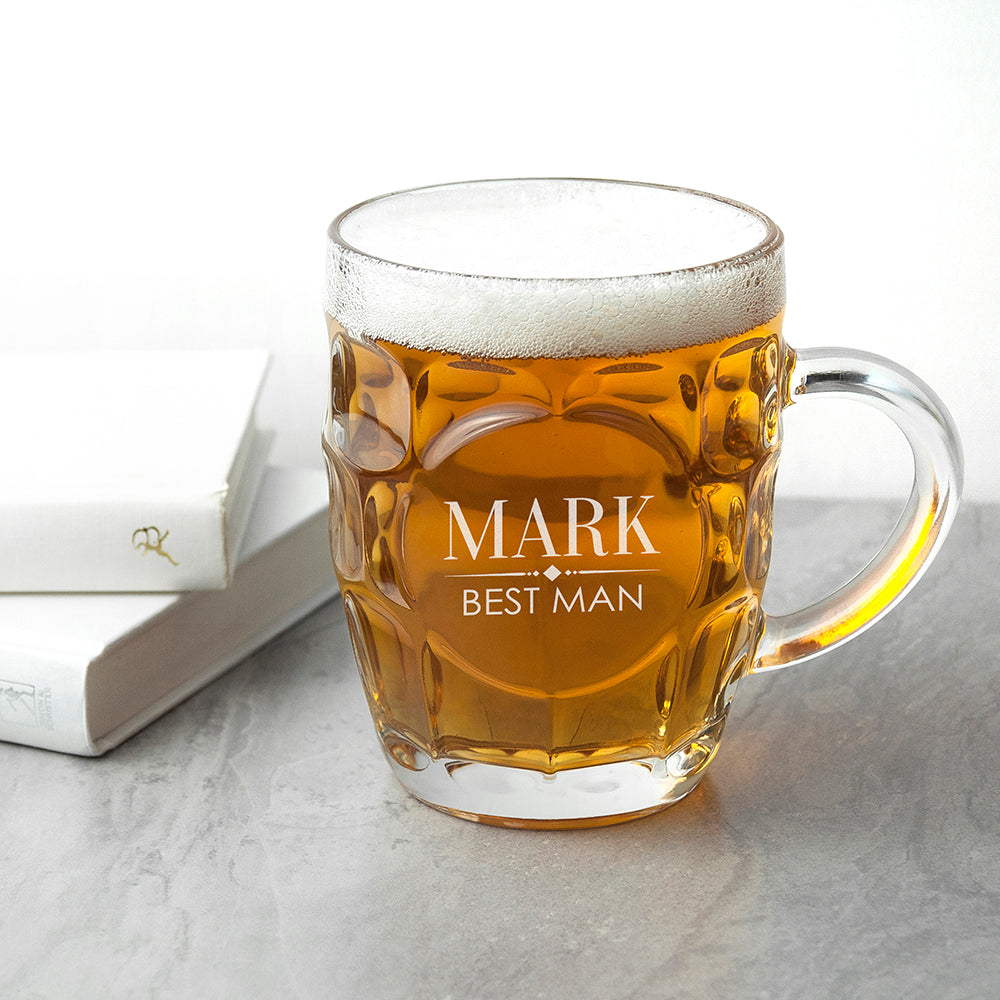 Personalised Wedding Dimpled Beer Glass: 2 - Beer Glasses By Gift Moments