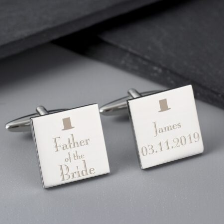 Personalised Wedding Father of the Bride Square Cufflinks: 1 - Cufflinks & Tie Slides By Gift Moments