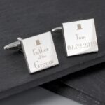 Personalised Wedding Father of the Groom Square Cufflinks: 1 - Cufflinks & Tie Slides By Gift Moments