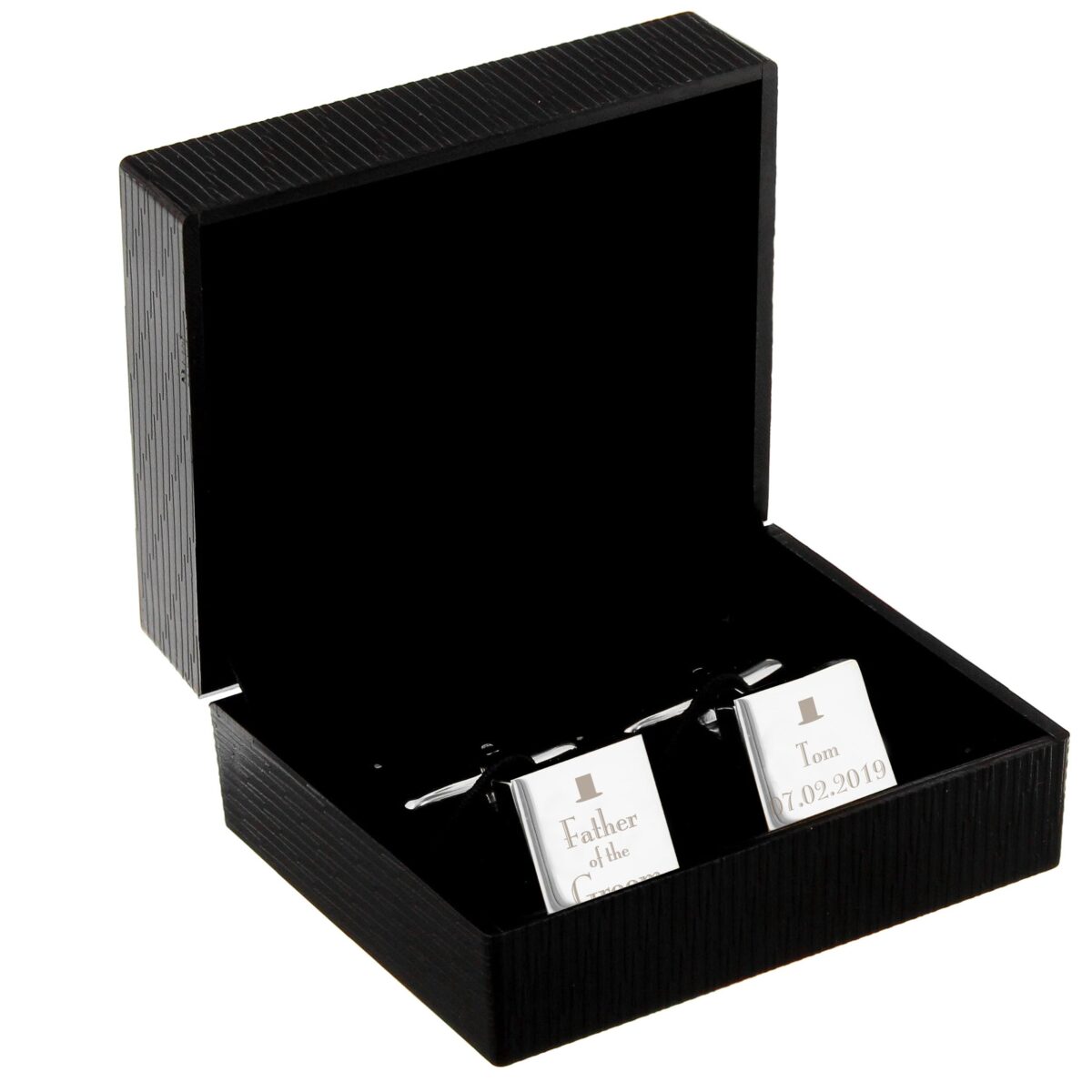 Personalised Wedding Father of the Groom Square Cufflinks: 3 - Cufflinks & Tie Slides By Gift Moments